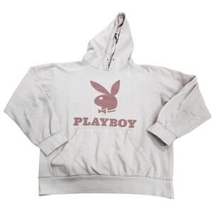 Playboy Hoodie Womens S Graphic Pink Rabbit Head Logo Pullover EUC
